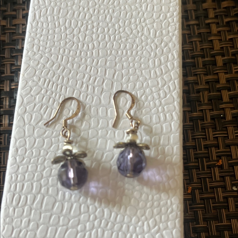 Elegant Silver and Purple Drop Earrings
